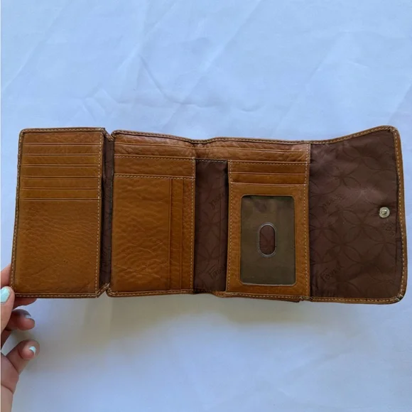 Brown Fossil Leather Wallet with Buckle - Picture 2 of 4
